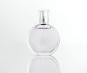 front view perfume bottle clear glass mockup with cover